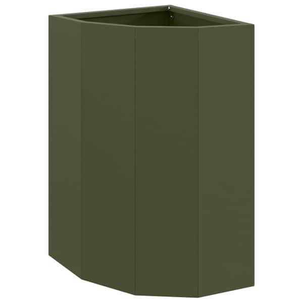 Nurga lillepott 30 × 30 × 50 cm, teras – oliiviroheline