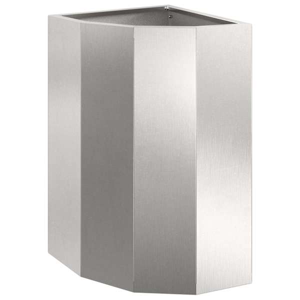 Nurga lillepott 30 × 30 × 50 cm, roostevaba teras – hõbedane