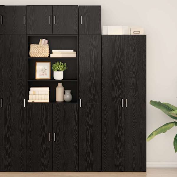 Säilituskapp riiulitega Must tamm 30 × 42,5 × 225 cm Tehispuit
