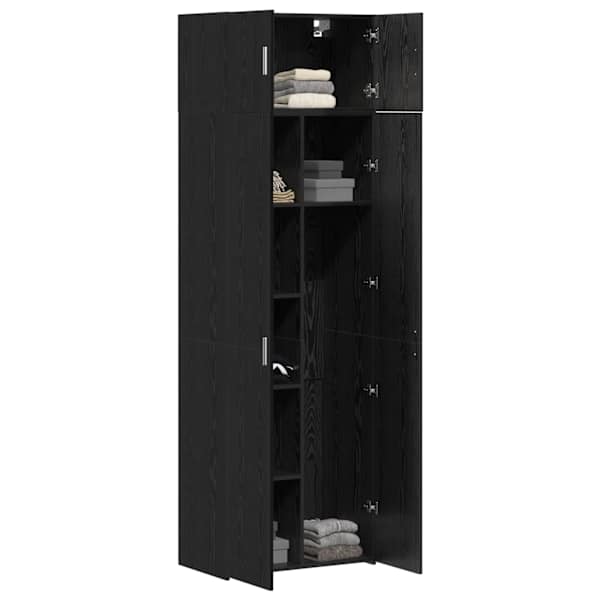 Hoiukapp 2 tk Must tamm 70 × 42,5 × 185 cm