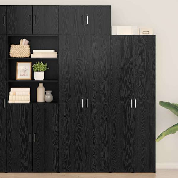 Hoiukapp 3 tk Must tamm 70 × 42,5 × 225 cm