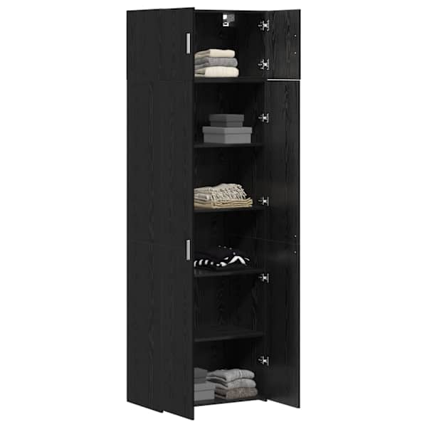 Hoiukapp 3 tk Must tamm 70 × 42,5 × 225 cm