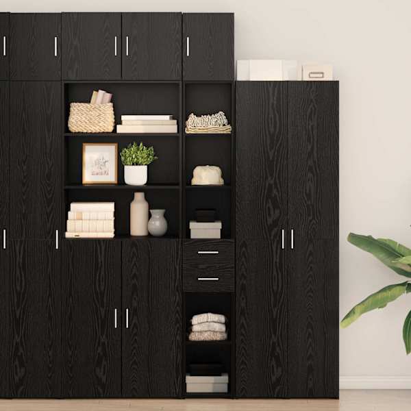 Hoiukapp 2 tk Must tamm 30 × 42,5 × 225 cm