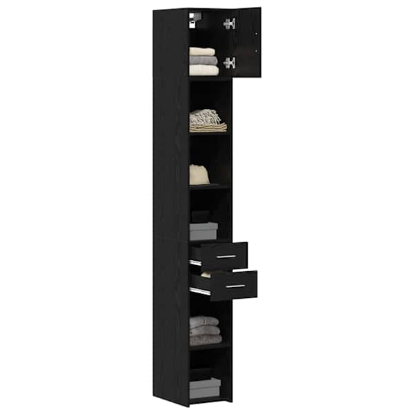 Hoiukapp 2 tk Must tamm 30 × 42,5 × 225 cm
