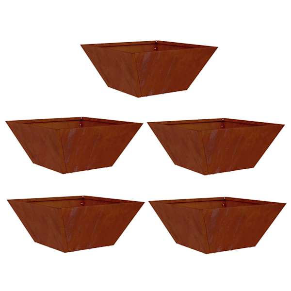 Taimekast 35 × 35 × 15 cm, ilmastikukindel teras – roostekarva – 5 tk