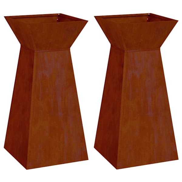 Taimekast 35 × 35 × 73 cm, ilmastikukindel teras – roostekarva – 2 tk