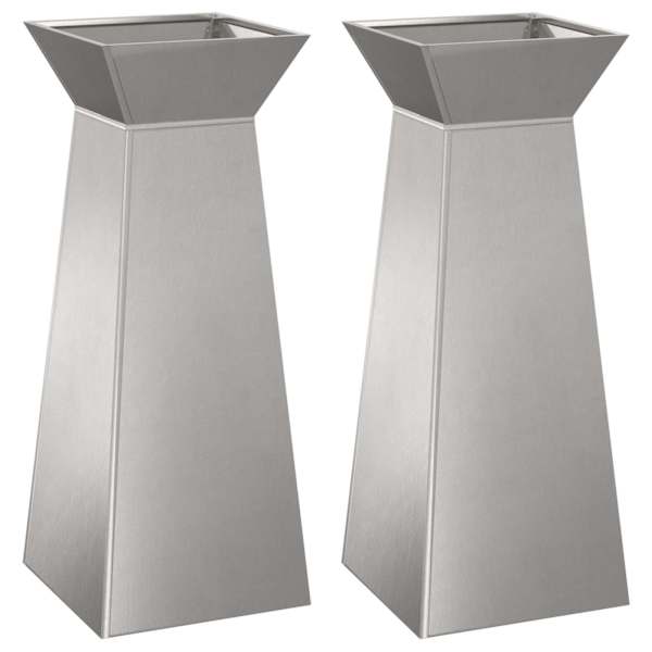 Taimekast 40 × 40 × 101 cm, roostevaba teras – hõbedane – 2 tk