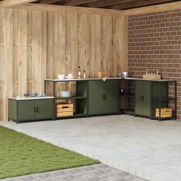 Köögi riiulite komplekt HATTEM Oliiviroheline 90 × 50 × 92 cm