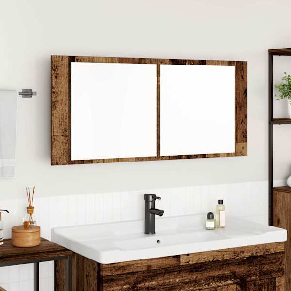 LED peegelkap Vana puit 100 × 12 × 45 cm Tehispuit