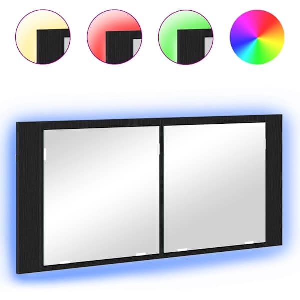 LED peegelkap Must tamm 100 × 12 × 45 cm Tehispuit