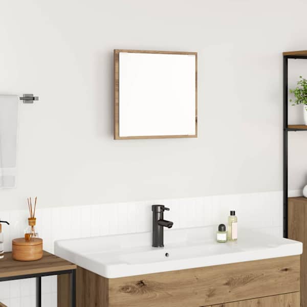 LED vannitoa peegel Käsitööpuu 40 × 37 × 8.5 cm Tehispuit