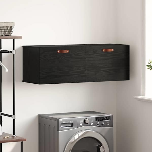 Seinale kinnitatav kapp 100 × 36,5 × 35 cm Tehispuit Must tamm