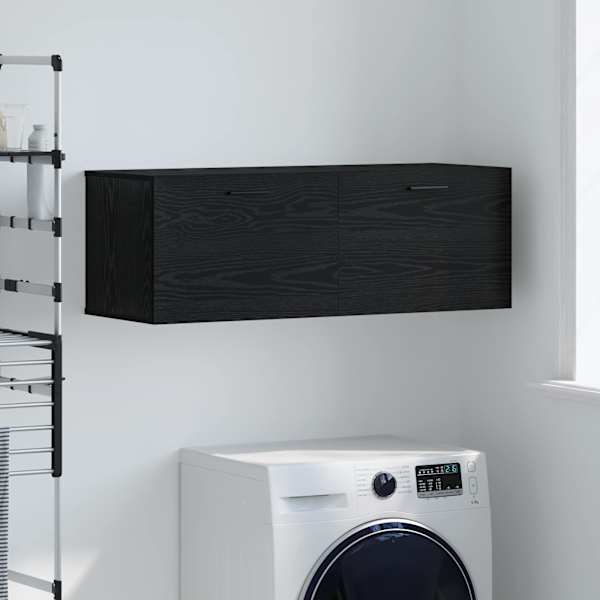 Seinale kinnitatav kapp 100 × 36,5 × 35 cm Tehispuit Must tamm