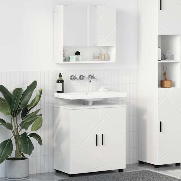 Vannitoa mööbleset 2 tk Valge 61 × 35 × 64 cm Tehispuit, Metall