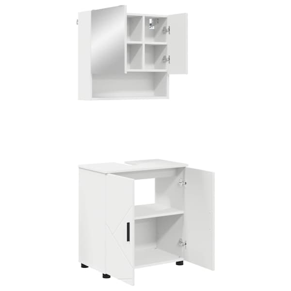 Vannitoa mööbleset 2 tk Valge 61 × 35 × 64 cm Tehispuit, Metall