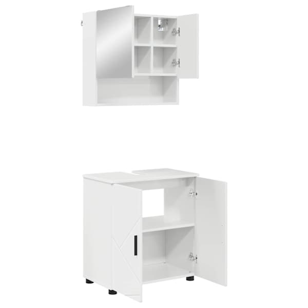 Vannitoa mööbleset 2 tk Kergelt läikiv valge 61 × 35 × 64 cm