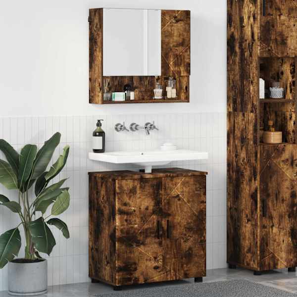 Vannitoa mööbleset 2 tk Suitsetatud tamm 61 × 35 × 64 cm