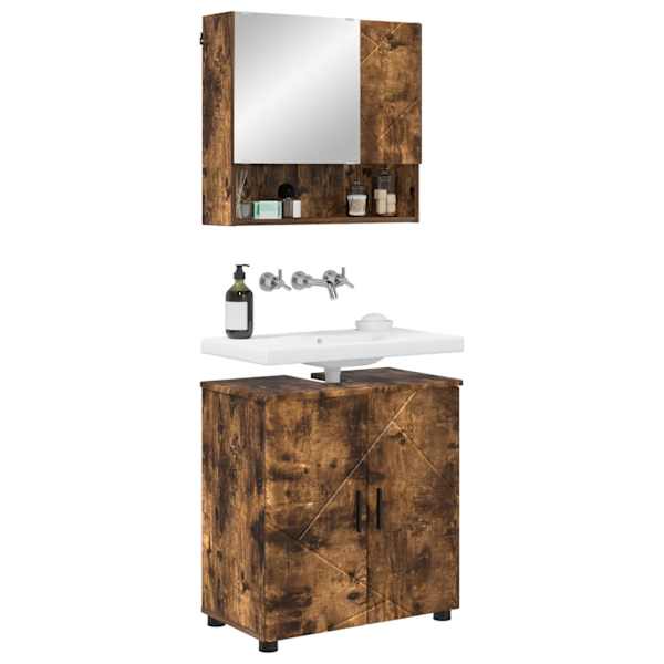 Vannitoa mööbleset 2 tk Suitsetatud tamm 61 × 35 × 64 cm