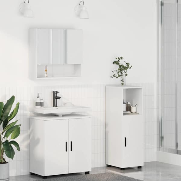 Vannitoa mööbleset 3 tk Valge 61 × 35 × 64 cm Tehispuit, Metall