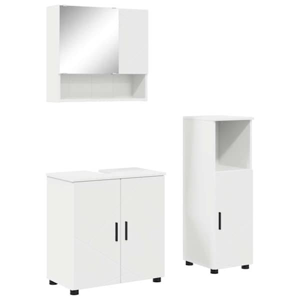 Vannitoa mööbleset 3 tk Valge 61 × 35 × 64 cm Tehispuit, Metall