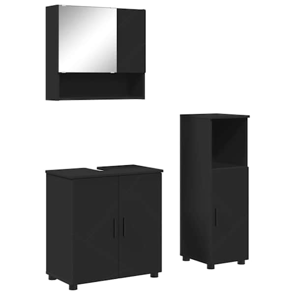 Vannitoa mööbleset 3 tk Must 61 × 35 × 64 cm Tehispuit, Metall