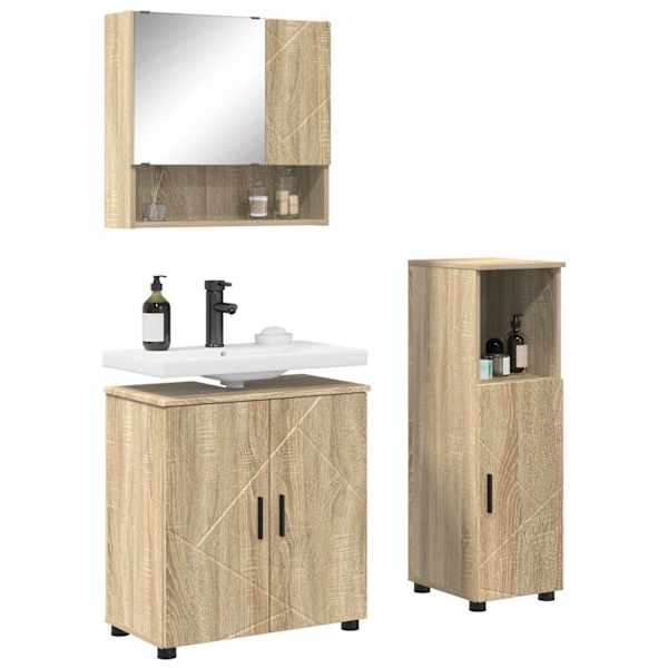 Vannitoa mööbleset 3 tk Sonoma tamm 61 × 35 × 64 cm