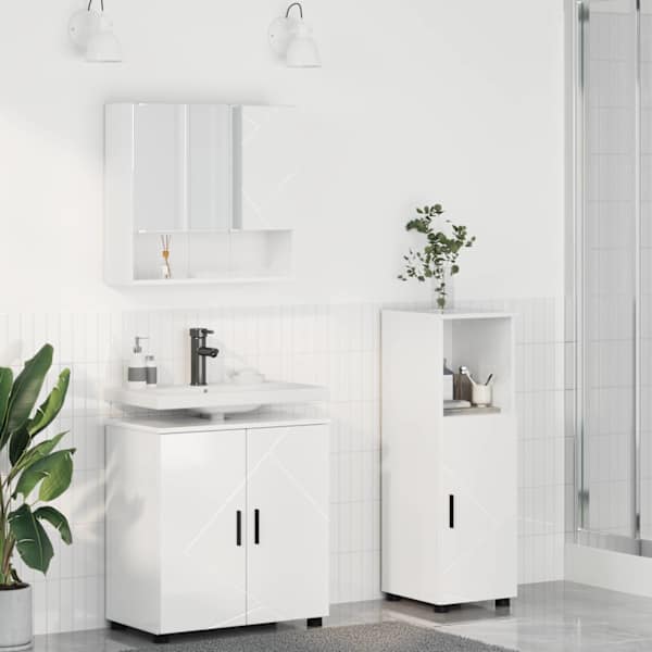 Vannitoa mööbleset 3 tk Kergelt läikiv valge 61 × 35 × 64 cm