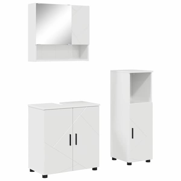 Vannitoa mööbleset 3 tk Kergelt läikiv valge 61 × 35 × 64 cm