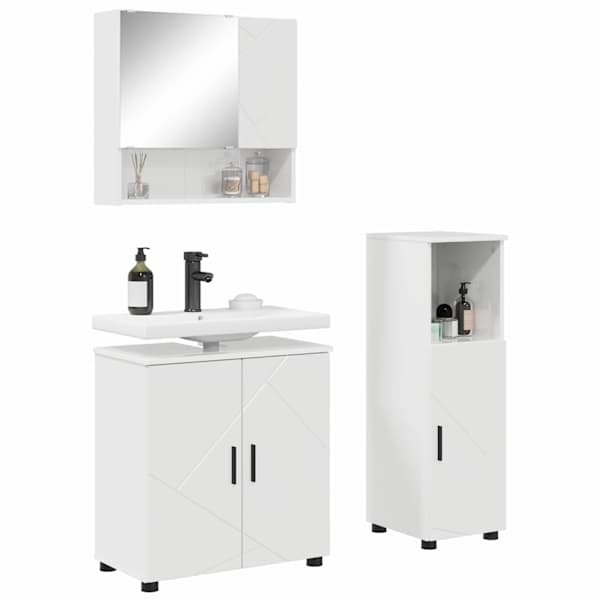 Vannitoa mööbleset 3 tk Kergelt läikiv valge 61 × 35 × 64 cm