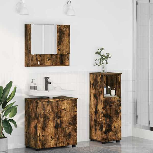 Vannitoa mööbleset 3 tk Suitsetatud tamm 61 × 35 × 64 cm