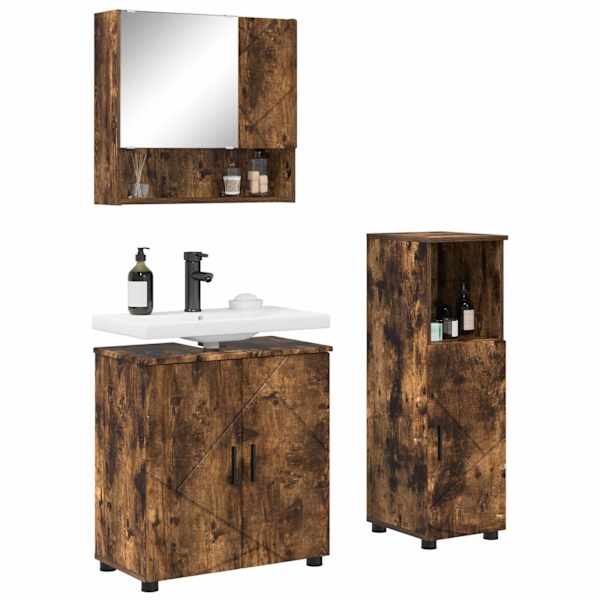 Vannitoa mööbleset 3 tk Suitsetatud tamm 61 × 35 × 64 cm