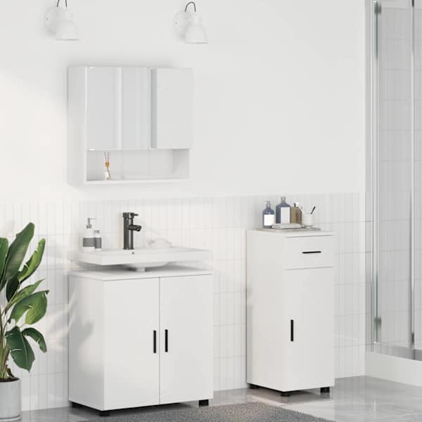 Vannitoa mööbleset 3 tk Valge 61 × 35 × 64 cm Tehispuit, Metall