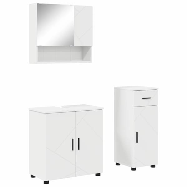 Vannitoa mööbleset 3 tk Valge 61 × 35 × 64 cm Tehispuit, Metall