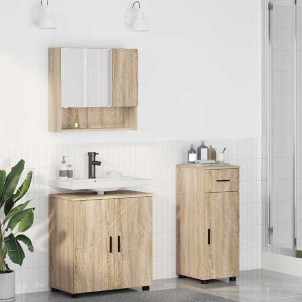 Vannitoa mööbleset 3 tk Sonoma tamm 61 × 35 × 64 cm