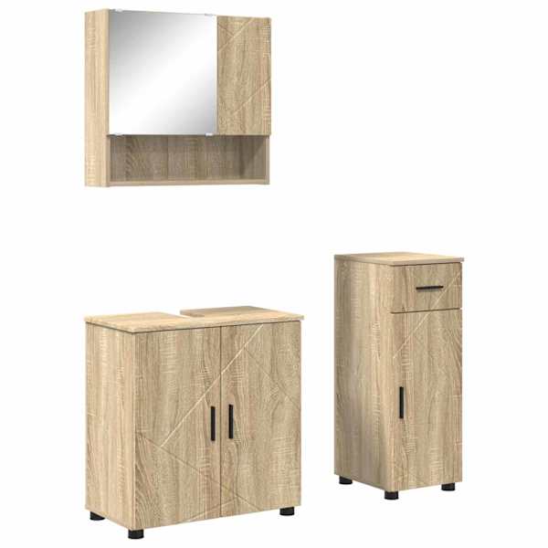 Vannitoa mööbleset 3 tk Sonoma tamm 61 × 35 × 64 cm