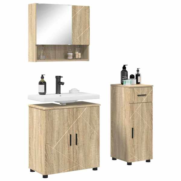 Vannitoa mööbleset 3 tk Sonoma tamm 61 × 35 × 64 cm