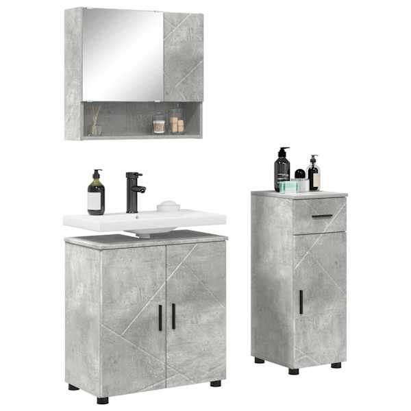 Vannitoa mööbleset 3 tk Betoonhall 61 × 35 × 64 cm