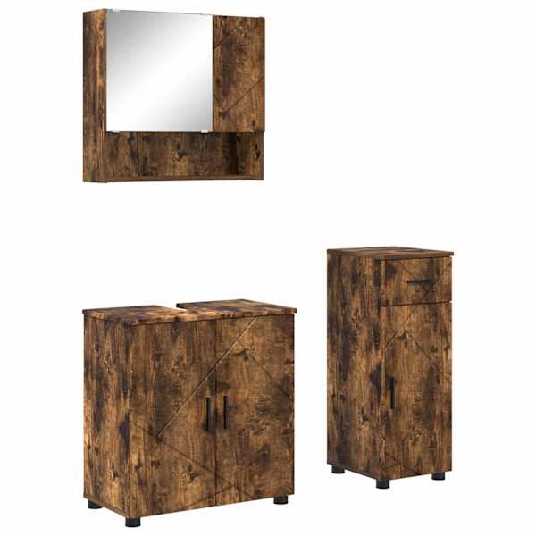Vannitoa mööbleset 3 tk Suitsetatud tamm 61 × 35 × 64 cm
