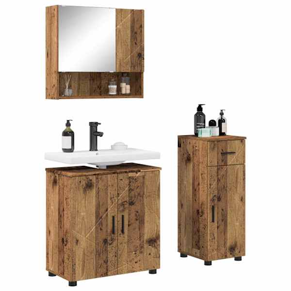 Vannitoa mööbleset 3 tk Vana puit 61 × 35 × 64 cm