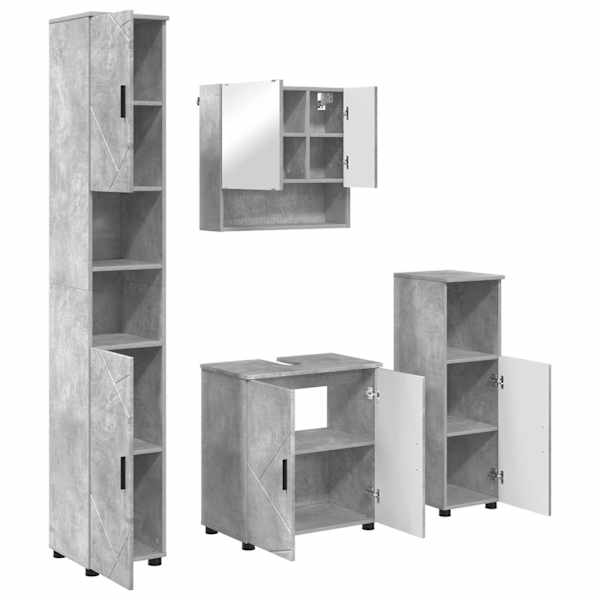 Vannitoa mööbleset 4 tk Betoonhall 61 × 35 × 64 cm