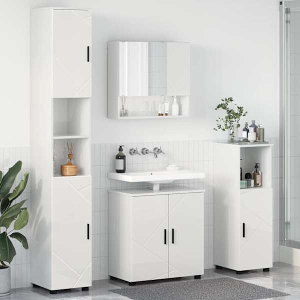 Vannitoa mööbleset 4 tk Kergelt läikiv valge 61 × 35 × 64 cm