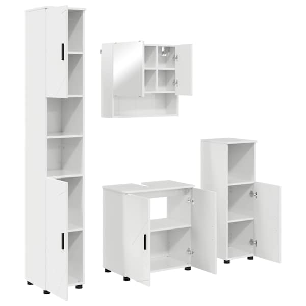 Vannitoa mööbleset 4 tk Kergelt läikiv valge 61 × 35 × 64 cm