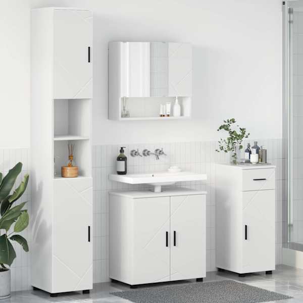 Vannitoa mööbleset 4 tk Valge 61 × 35 × 64 cm Tehispuit, Metall