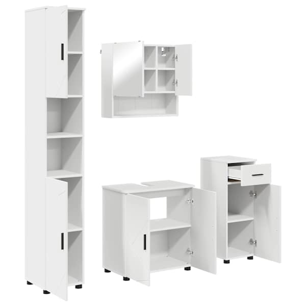 Vannitoa mööbleset 4 tk Valge 61 × 35 × 64 cm Tehispuit, Metall