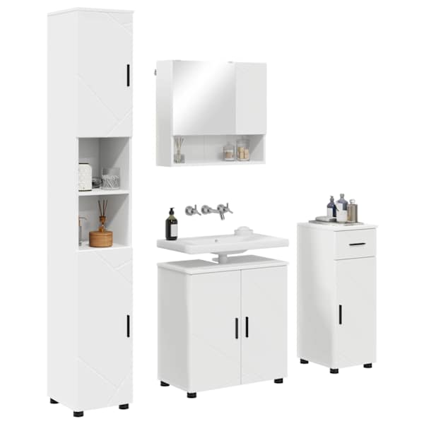 Vannitoa mööbleset 4 tk Valge 61 × 35 × 64 cm Tehispuit, Metall
