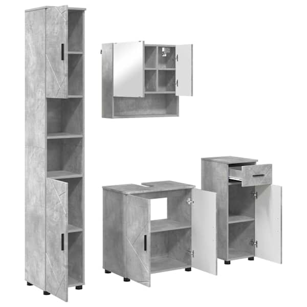 Vannitoa mööbleset 4 tk Betoonhall 61 × 35 × 64 cm