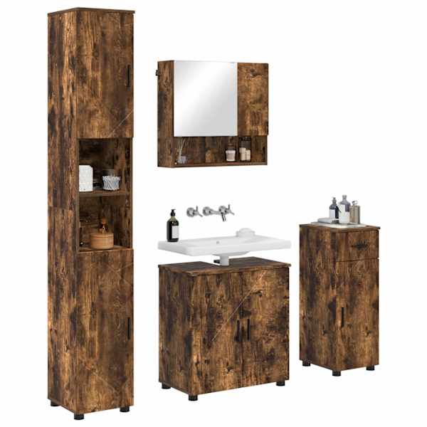 Vannitoa mööbleset 4 tk Suitsetatud tamm 61 × 35 × 64 cm