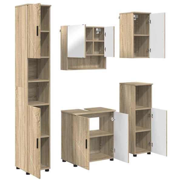 Vannitoa mööbleset 5 tk Sonoma tamm 61 × 35 × 64 cm