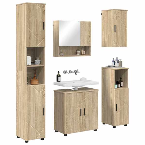 Vannitoa mööbleset 5 tk Sonoma tamm 61 × 35 × 64 cm