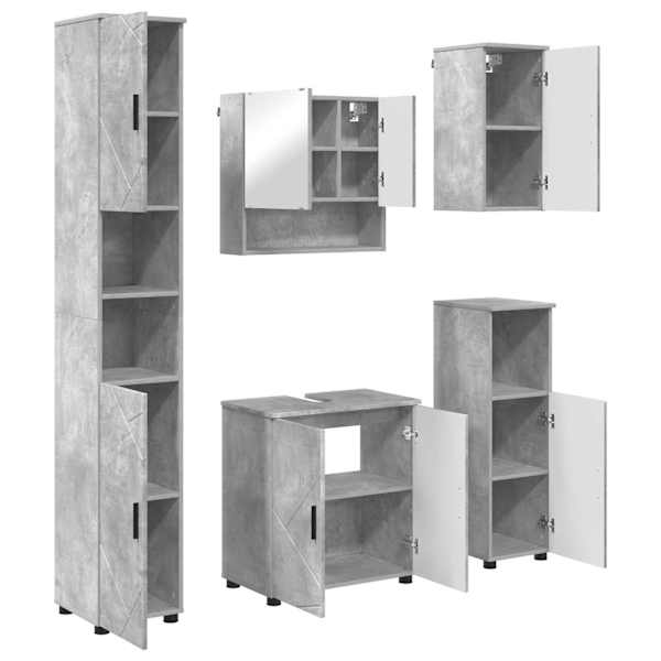Vannitoa mööbleset 5 tk Betoonhall 61 × 35 × 64 cm
